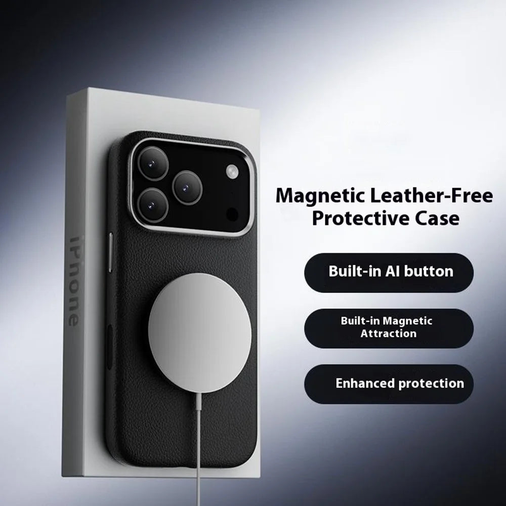 X-LEVEL For iPhone 17 Pro Case Compatible with MagSafe PU Leather Hard PC Phone Cover - Black - 2