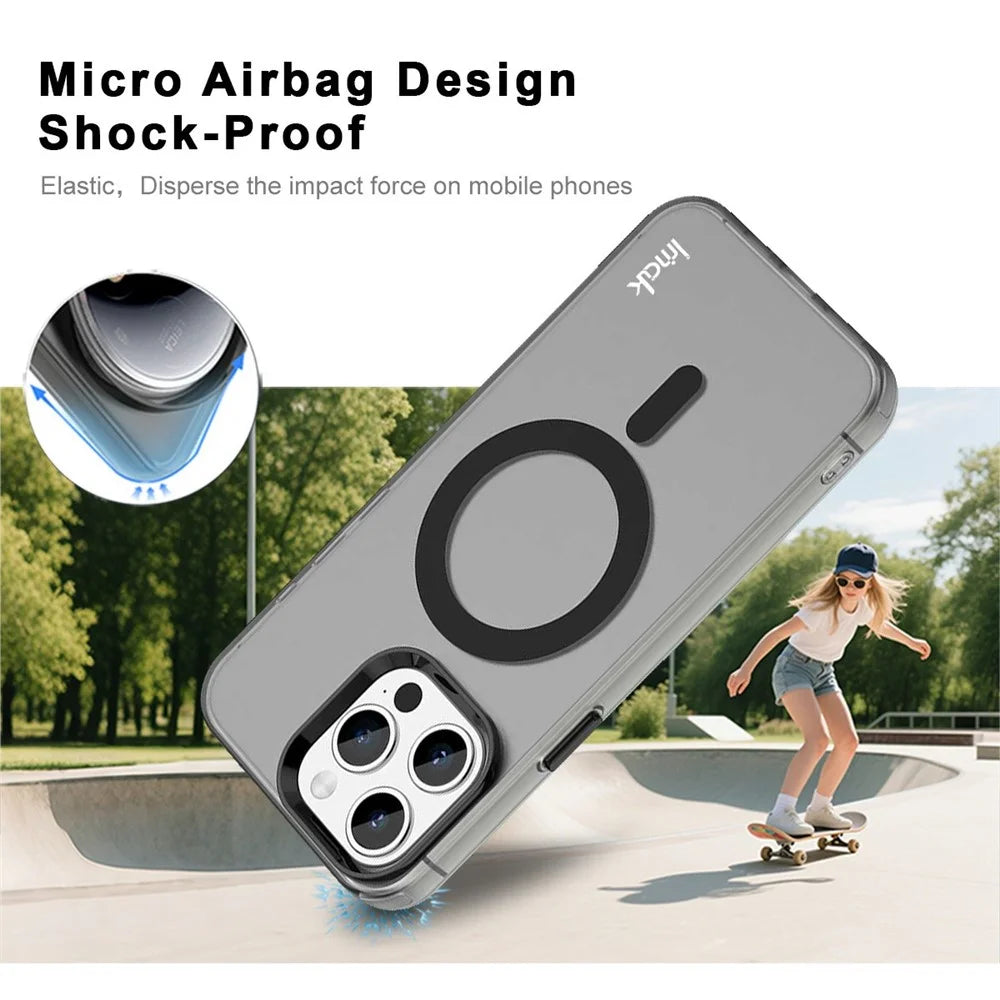 IMAK For iPhone 15 Pro Case Compatible with MagSafe Candy Color Anti Drop TPU + PET Back Cover - Black - 3