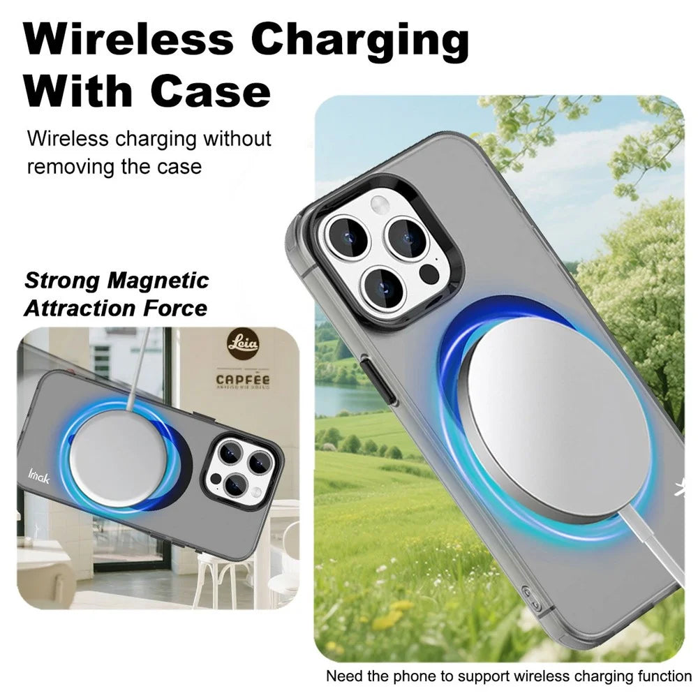 IMAK For iPhone 15 Pro Max Case Compatible with MagSafe Candy Color Anti Drop TPU + PET Back Cover - Black - 2