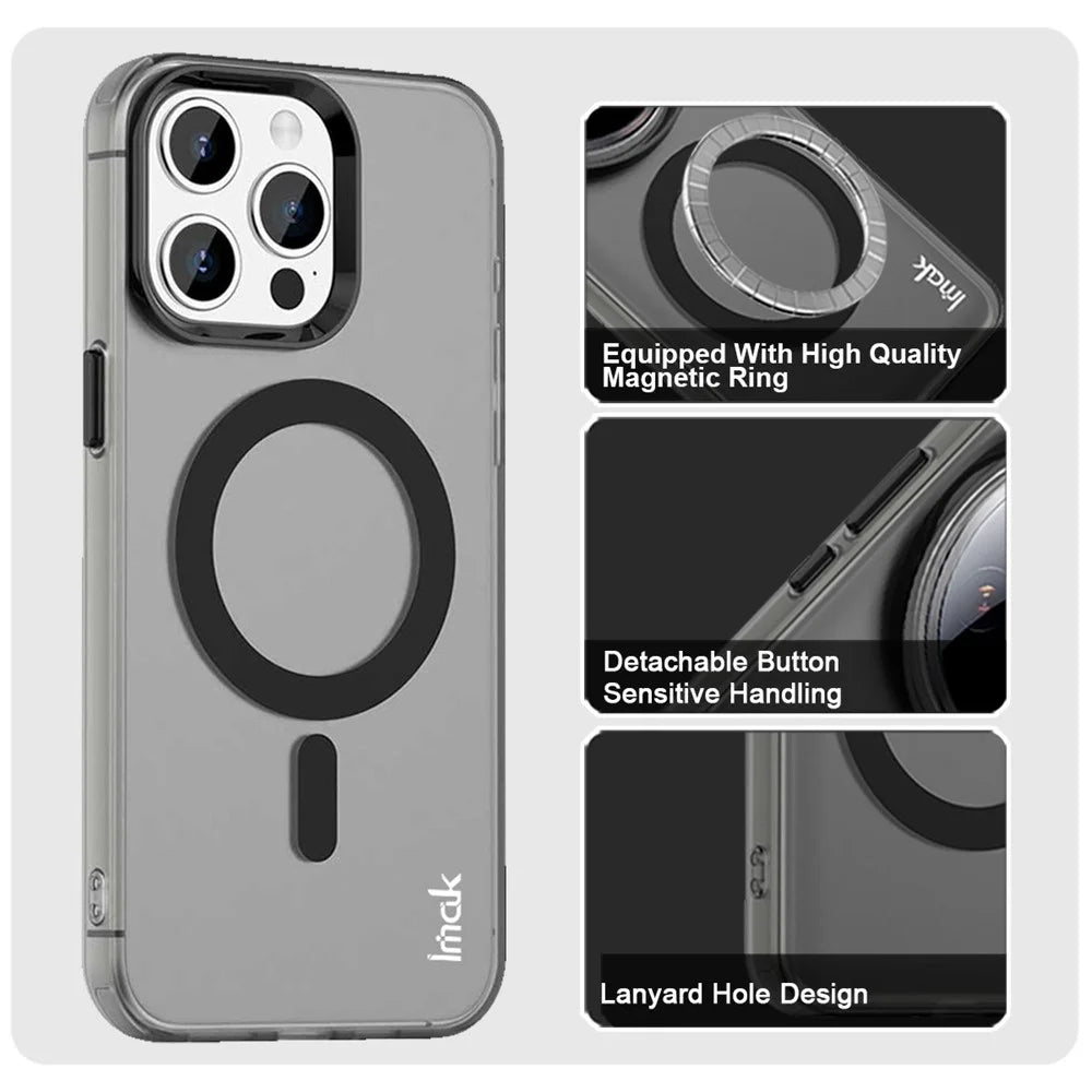 IMAK For iPhone 15 Pro Max Case Compatible with MagSafe Candy Color Anti Drop TPU + PET Back Cover - Black - 4
