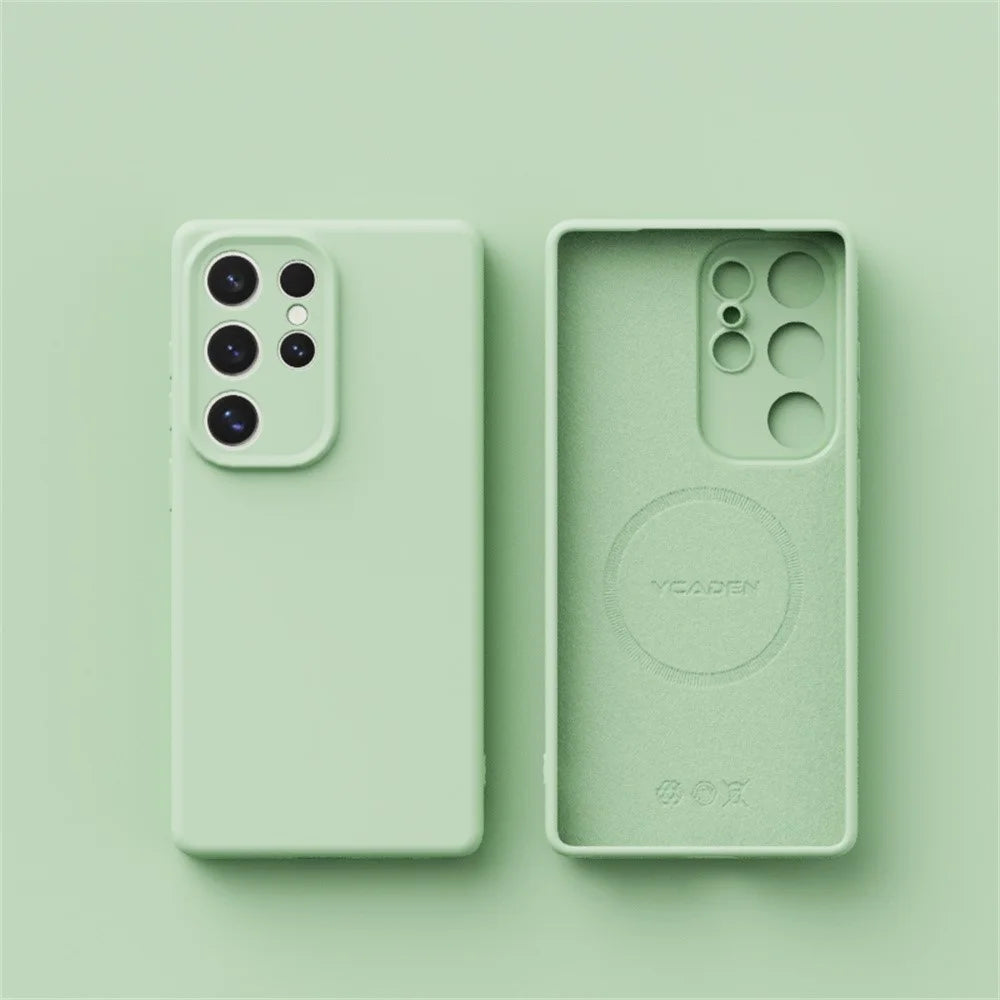 YCADEN For Samsung Galaxy S25 Ultra Magnetic Case Precise Cutouts TPU Phone Back Cover - Grass Green - 2