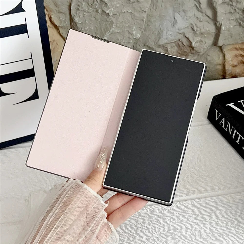 For Samsung Galaxy Z Fold7 5G Case Simple Design Shockproof PU + PC Phone Back Cover - Pink - 2