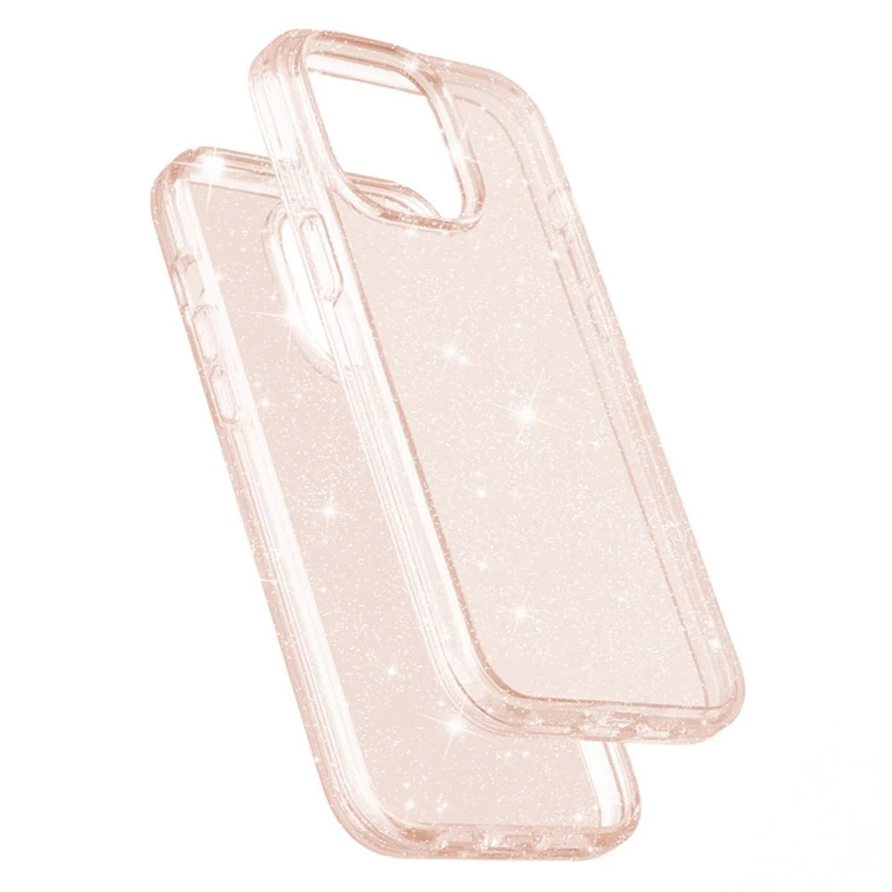 AMORUS For iPhone 12 Pro Max Case Soft TPU Hard PC Back Shockproof Phone Cover - Glitter Gold - 3