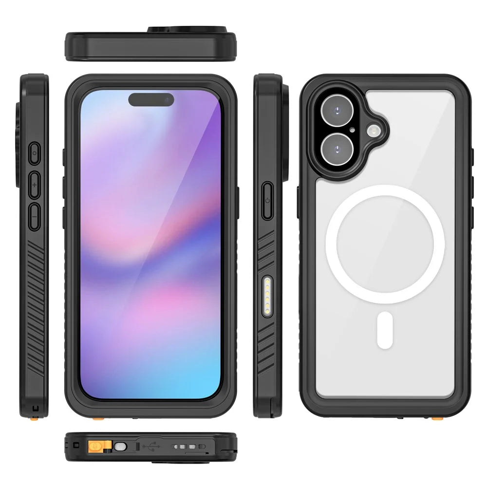 REDPEPPER FS / FM Series For iPhone 17 Clear Case Compatible with MagSafe PC TPU PET IP68 Waterproof Phone Cover - 3