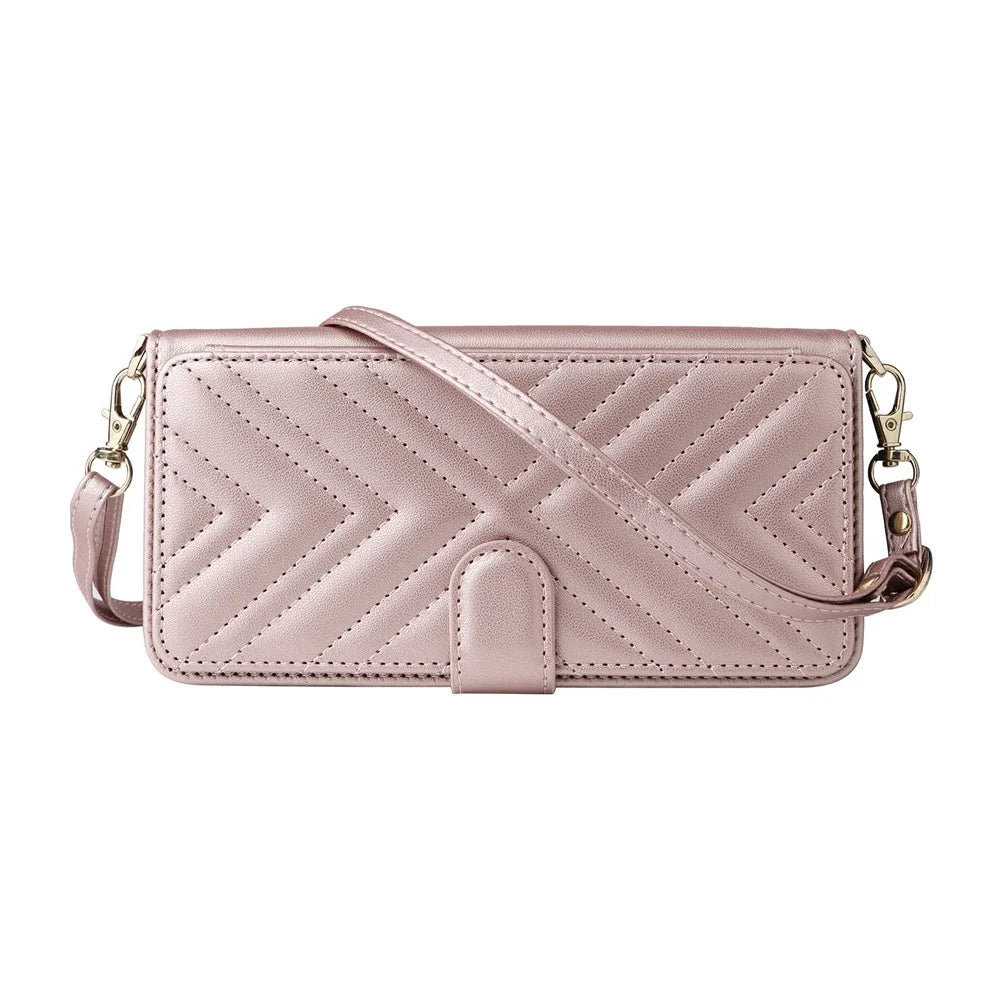 For vivo Y400 4G / Y400 5G Case with Shoulder  /  Wrist Strap Leather Phone Cover Stand Wallet - Pink - 7