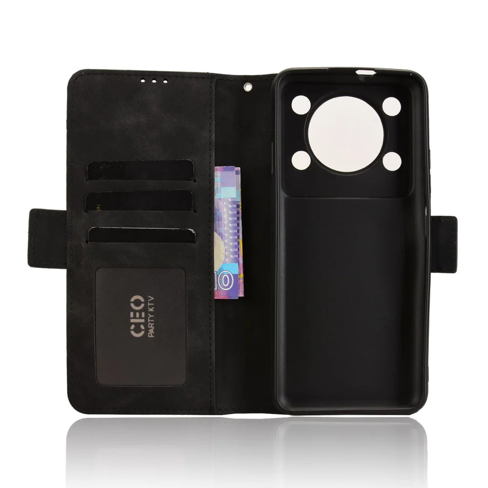 For Oukitel C60 Pro / Oukitel C60 Leather Case Phone Wallet Cover with Multiple Card Slots - Black - 5