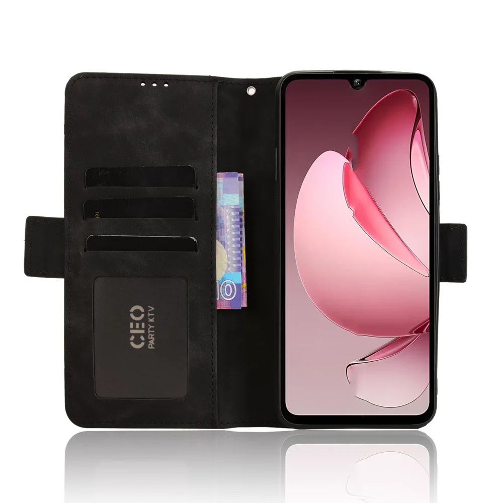 For Oukitel C60 Pro / Oukitel C60 Leather Case Phone Wallet Cover with Multiple Card Slots - Black - 6