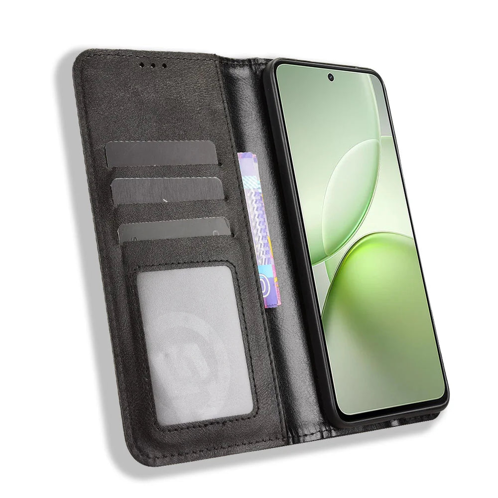 For vivo Y400 5G / vivo Y400 4G Leather Case Wallet Stand Retro Texture Phone Cover - Black - 6