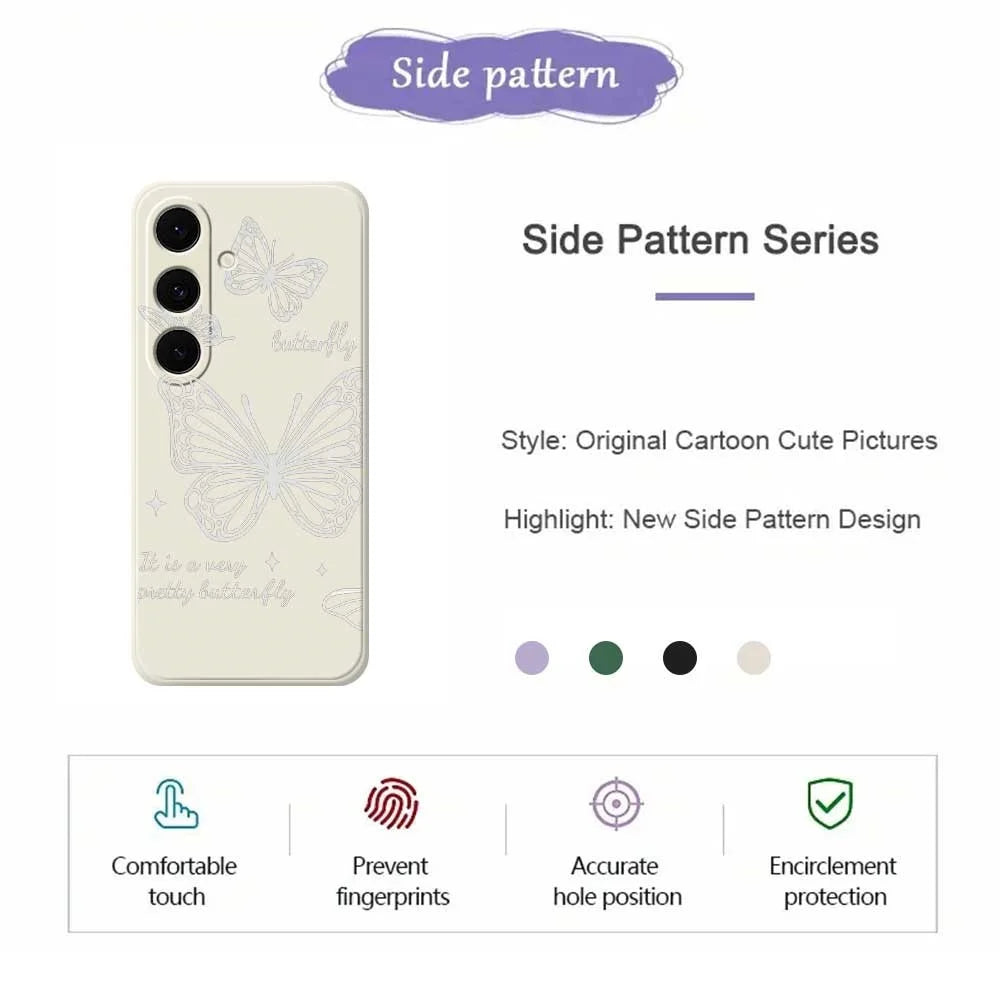 For Samsung Galaxy S25 FE Case Hollow Butterfly Pattern Printing Straight Edge TPU Phone Back Cover - Beige - 2