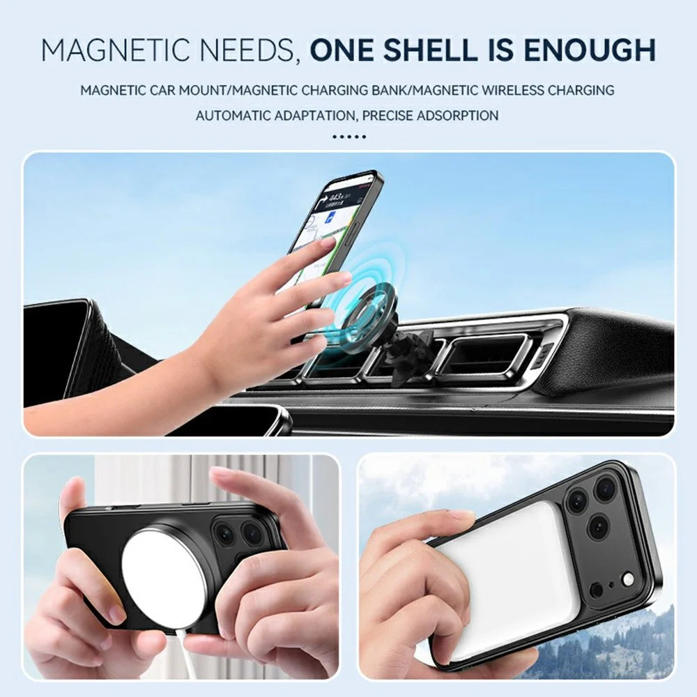 For iPhone 17 Pro Case Compatible with MagSafe Hidden Kickstand Skin-Feel Matte PC TPU Phone Back Cover - Black - 3