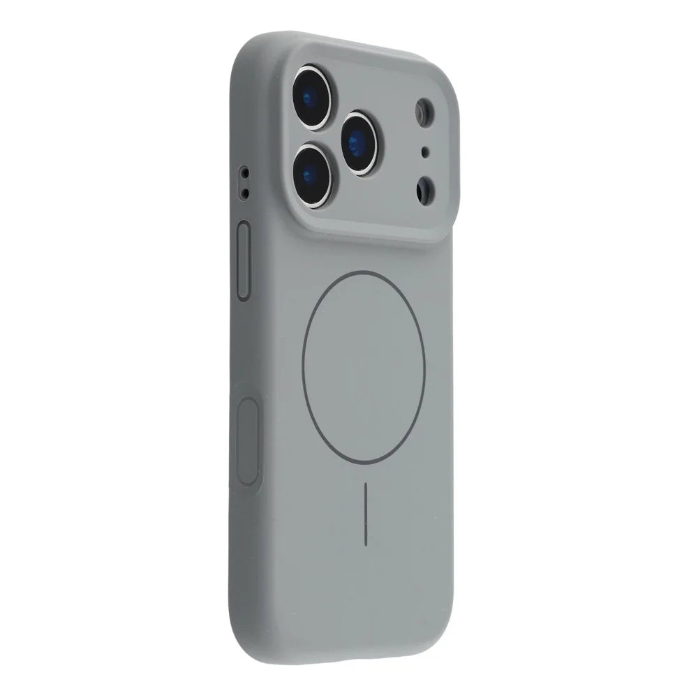 For iPhone 17 Pro Max Case Compatible with MagSafe Liquid Silicone + PC Phone Cover with Camera Touch Control Button - Dark Grey - 1