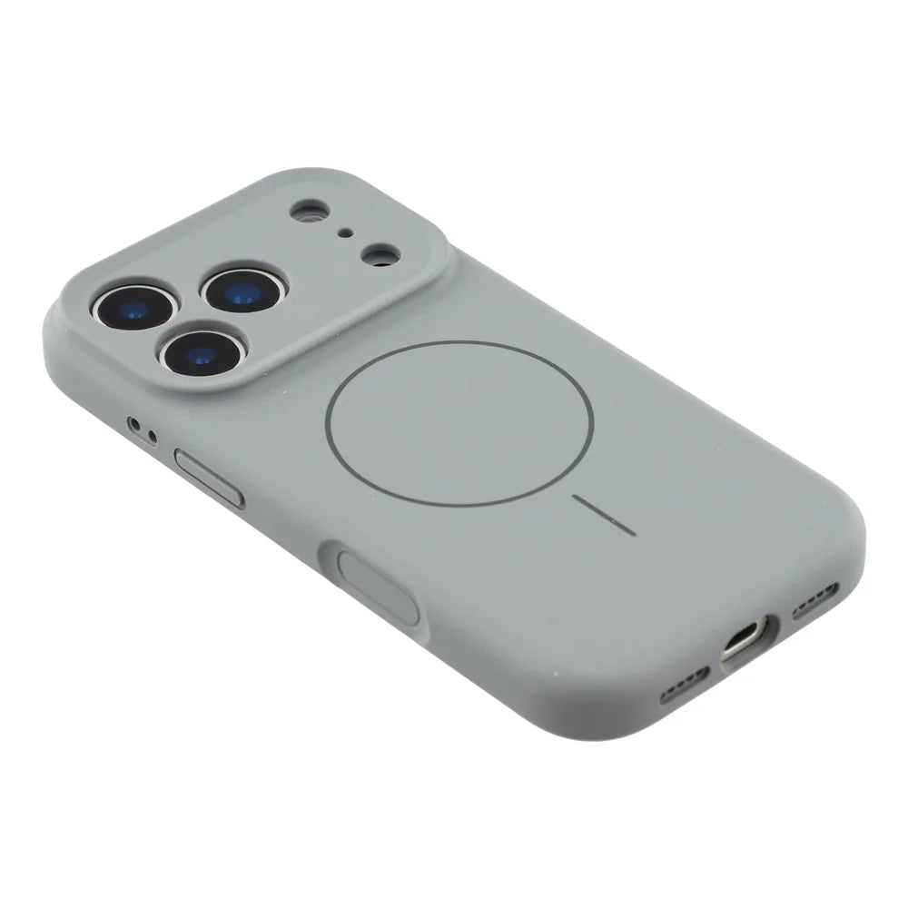 For iPhone 17 Pro Max Case Compatible with MagSafe Liquid Silicone + PC Phone Cover with Camera Touch Control Button - Dark Grey - 4
