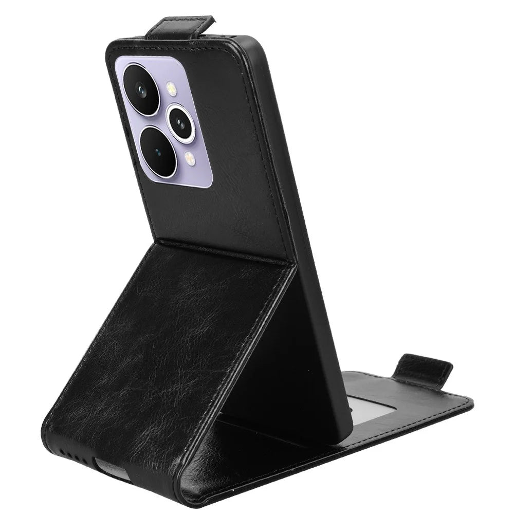 For Realme 15 Pro 5G  /  15 5G Stand Case Magnetic Clasp Vertical Flip Leather Phone Cover with Card Holder - Black - 3