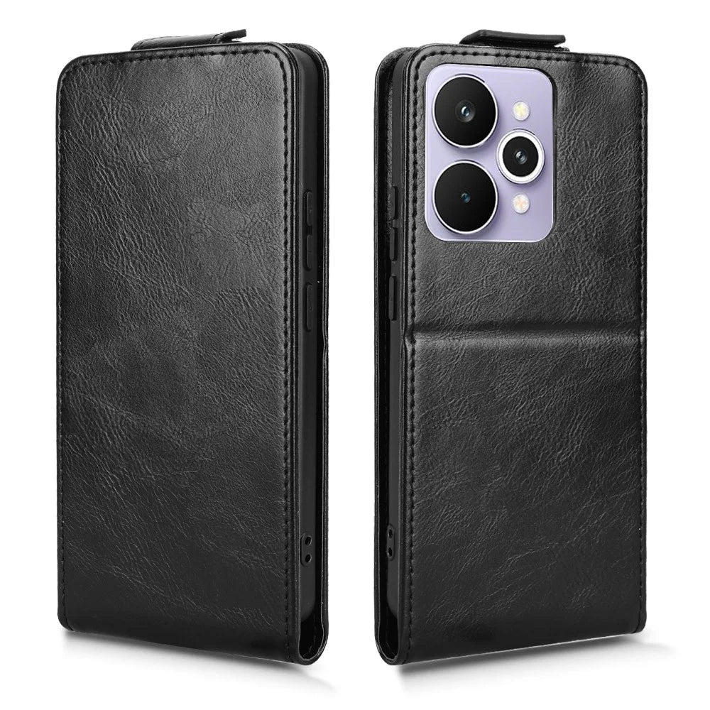 For Realme 15 Pro 5G  /  15 5G Stand Case Magnetic Clasp Vertical Flip Leather Phone Cover with Card Holder - Black - 5
