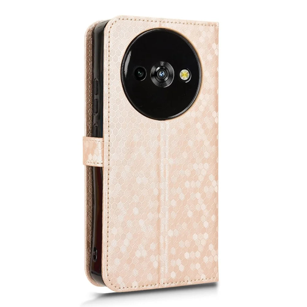 For Oukitel C59 Pro  /  C59 Wallet Case Dot Pattern Imprint PU Leather Phone Cover with Wrist Strap - Rose Gold - 6