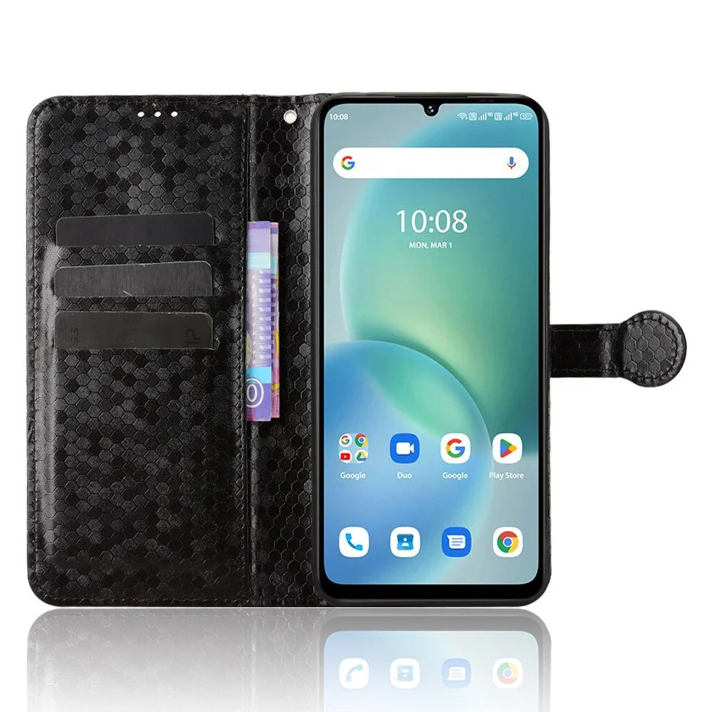 For Umidigi G9x 4G  /  G100x 4G Wallet Case Dot Pattern Imprint PU Leather Phone Cover with Wrist Strap - Black - 2