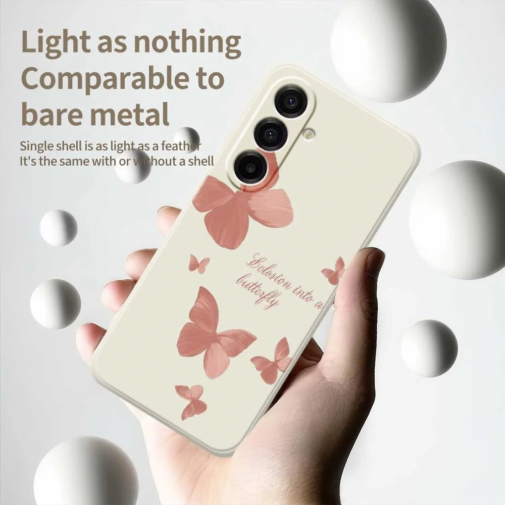 For Samsung Galaxy A18 5G / A18 4G / A17 5G / A17 4G Case Many Butterflies Pattern Printing Straight Edge TPU Phone Back Cover - Beige - 4