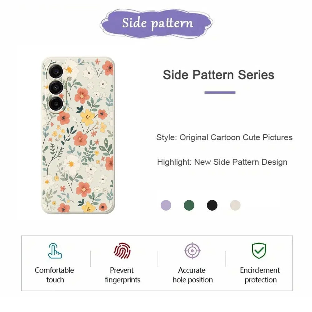 For Samsung Galaxy A18 5G / A18 4G / A17 5G / A17 4G Case Flower Garden Pattern Printing Straight Edge TPU Phone Back Cover - Beige - 2