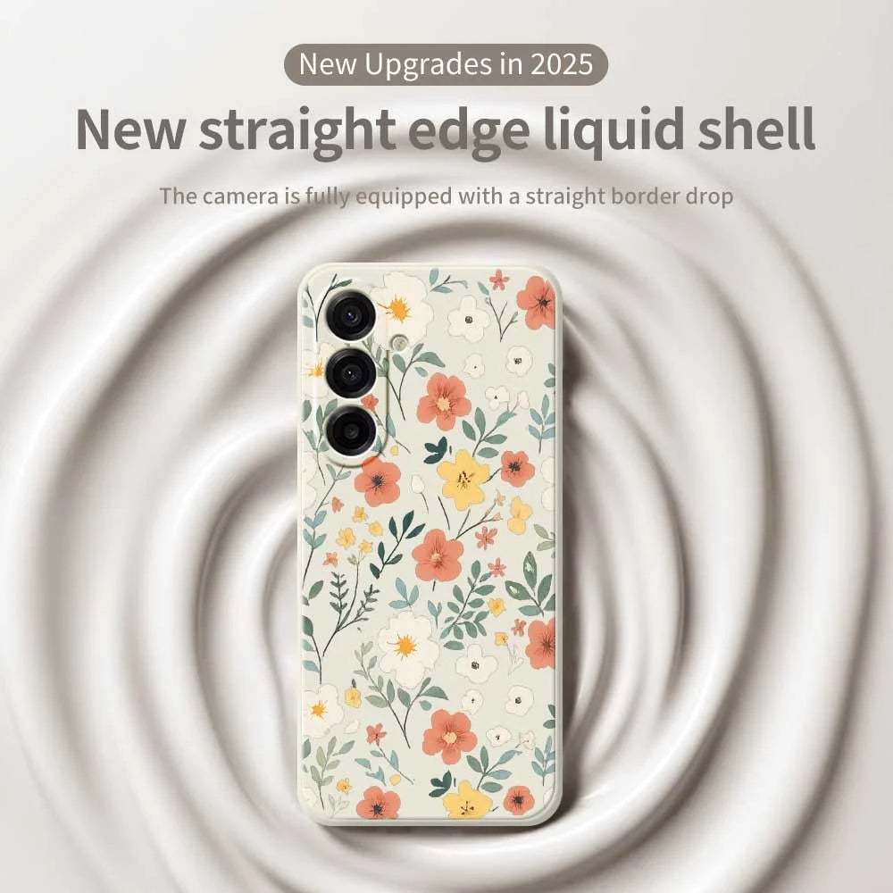 For Samsung Galaxy A18 5G / A18 4G / A17 5G / A17 4G Case Flower Garden Pattern Printing Straight Edge TPU Phone Back Cover - Beige - 3