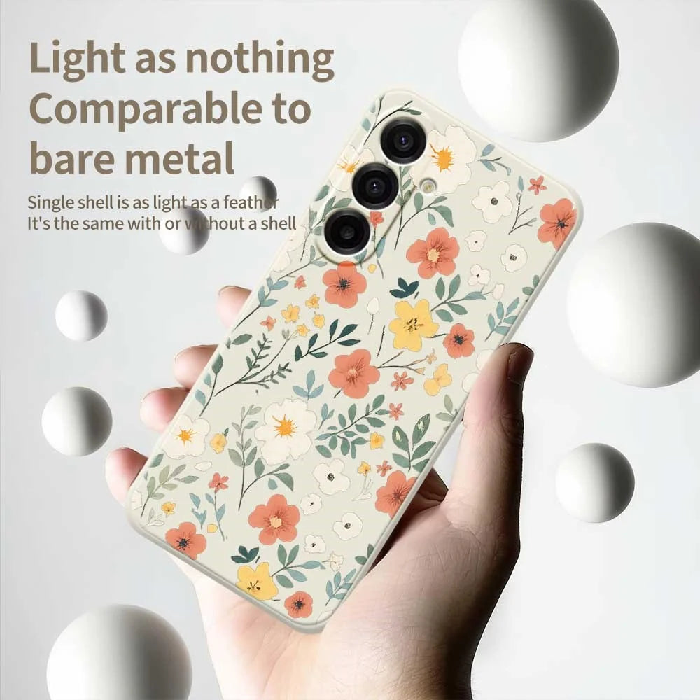 For Samsung Galaxy A18 5G / A18 4G / A17 5G / A17 4G Case Flower Garden Pattern Printing Straight Edge TPU Phone Back Cover - Beige - 4