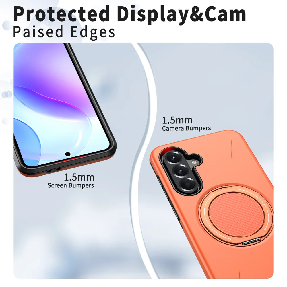 For Samsung Galaxy A35 5G Magnetic Case Rotating Kickstand TPU + PC Phone Cover - Orange - 5