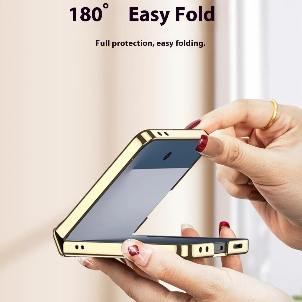 GKK For Samsung Galaxy Z Flip7 5G Case Kickstand Magnetic Hinge Protection PU PC Tempered Glass Phone Cover - Blue - 2