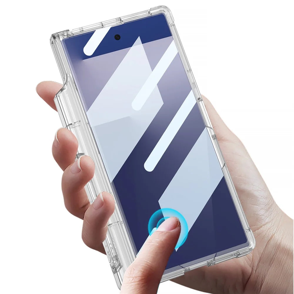 GKK For Samsung Galaxy Z Fold7 5G Kickstand Case Airbag Hinge Protection with Pen Holder Shockproof Phone Cover - Transparent - 3