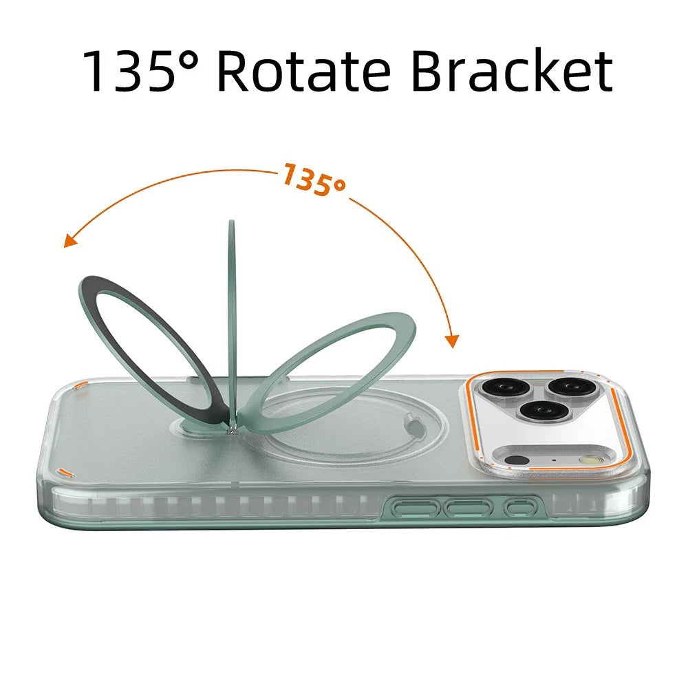 For iPhone 17 Pro Max Magnetic Case with Kickstand TPU + PC Shockproof Phone Cover - Mint Green - 4