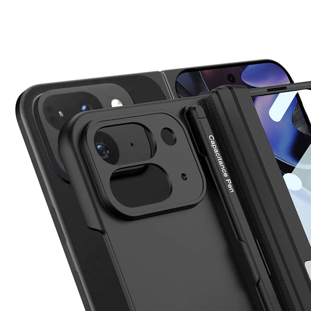GKK For Google Pixel 10 Pro Fold Case with Stylus / Kickstand Magnetic Hinge Protection PC Phone Cover with Tempered Glass Film - Black - 7
