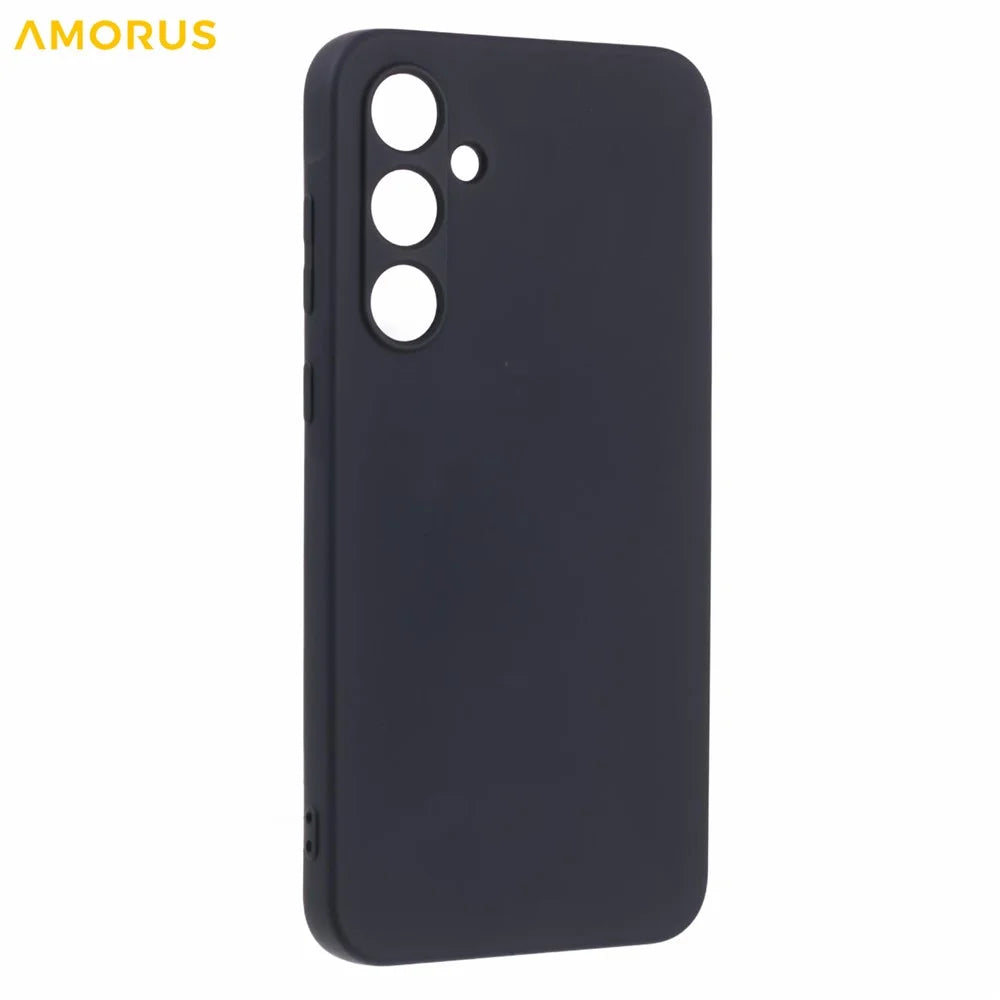 AMORUS For Samsung Galaxy A55 5G Case Precise Cutouts TPU Fiber Lining Shockproof Phone Cover - Black - 3