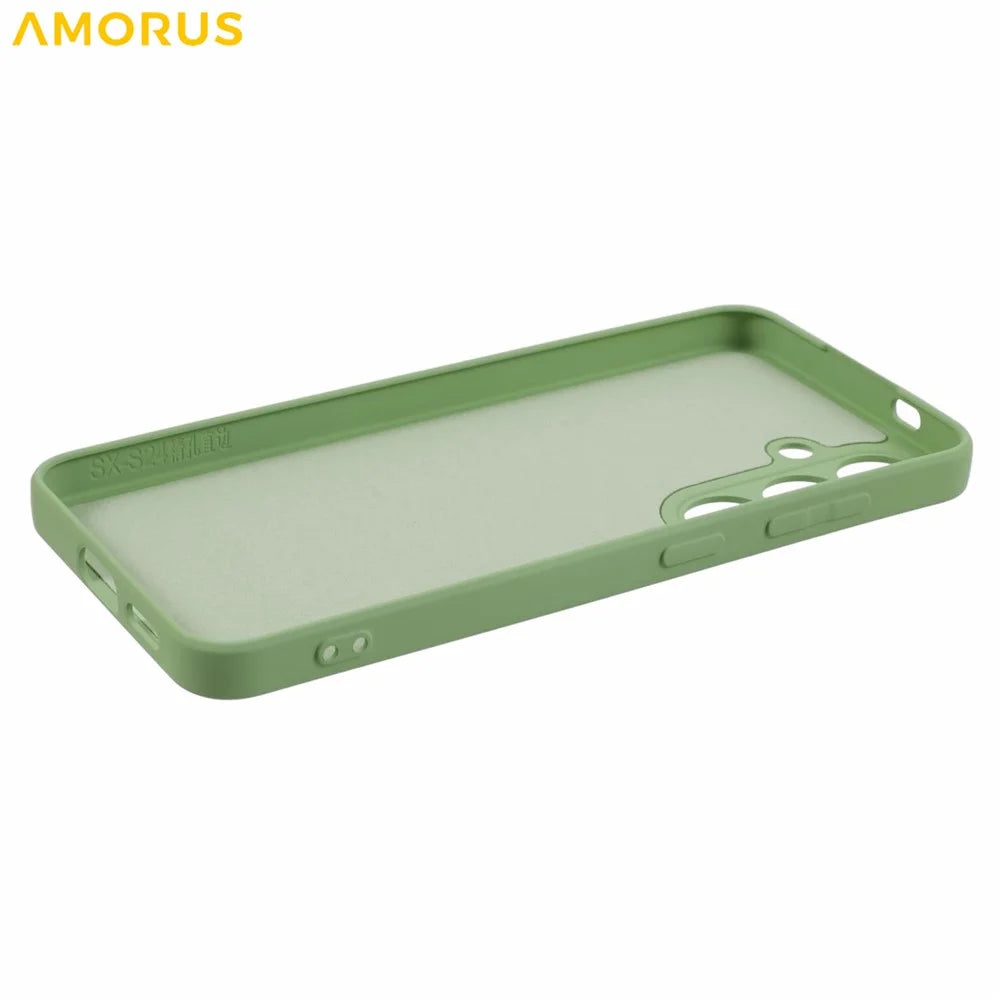 AMORUS For Samsung Galaxy S24+ Case Precise Cutouts TPU Fiber Lining Shockproof Phone Cover - Matcha Green - 5