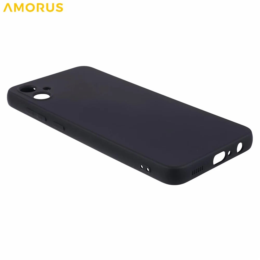 AMORUS For Samsung Galaxy A05 4G Case Precise Cutouts TPU Fiber Lining Shockproof Phone Cover - Black - 5
