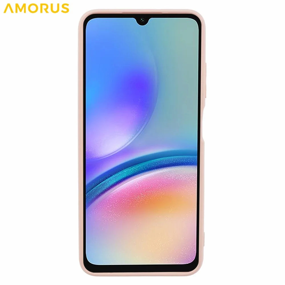 AMORUS For Samsung Galaxy A05s 4G Case Precise Cutouts TPU Fiber Lining Shockproof Phone Cover - Pink - 2