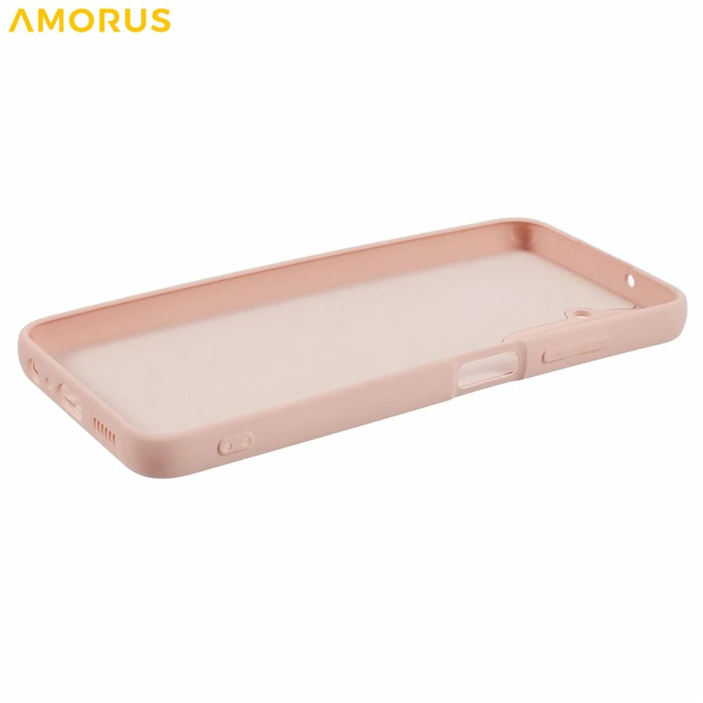 AMORUS For Samsung Galaxy A05s 4G Case Precise Cutouts TPU Fiber Lining Shockproof Phone Cover - Pink - 4