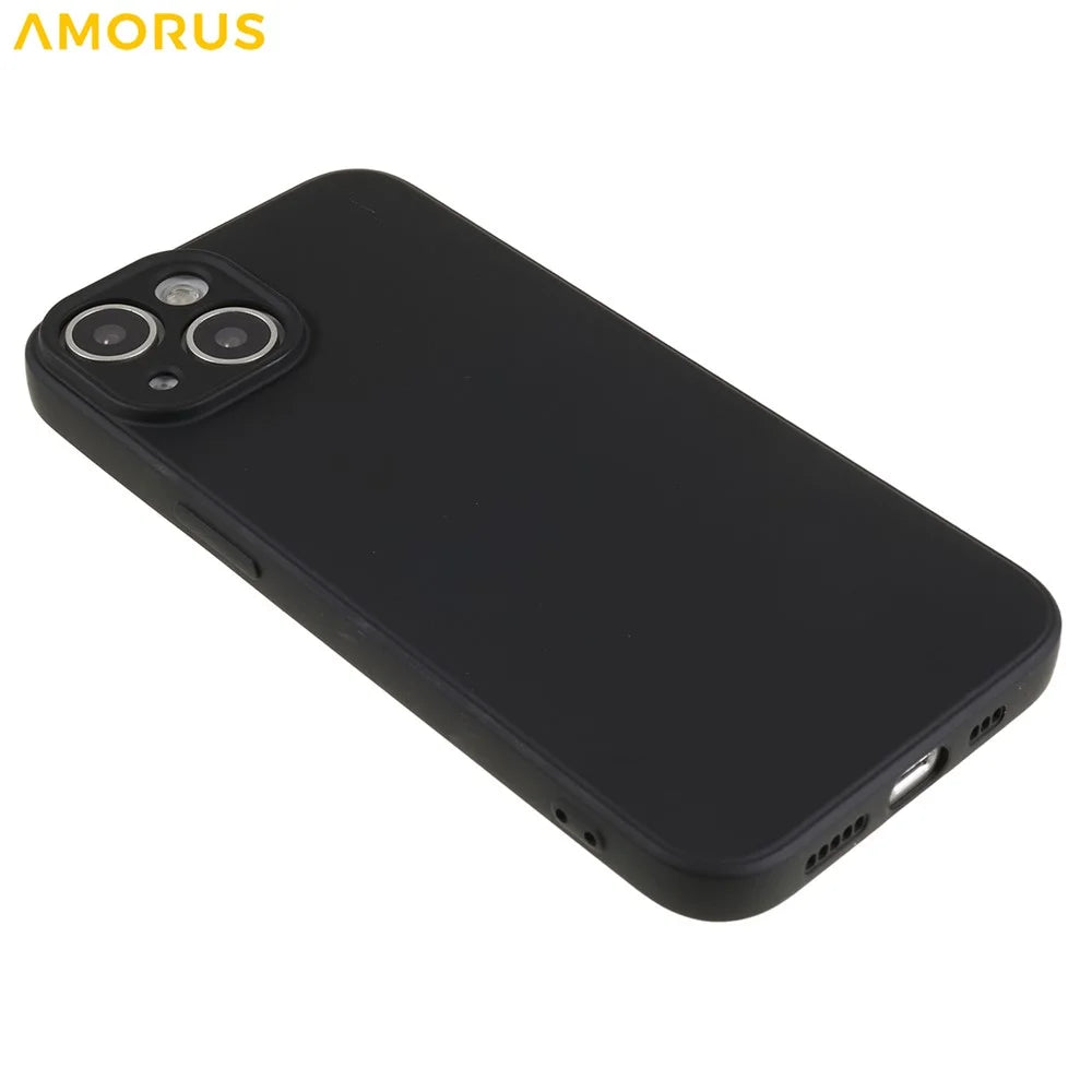 AMORUS For iPhone 15 Case Precise Cutouts TPU Fiber Lining Shockproof Phone Cover - Black - 4