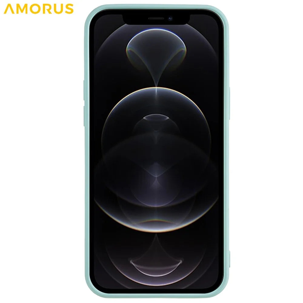 AMORUS For iPhone 12 Pro Max Case Precise Cutouts TPU Fiber Lining Shockproof Phone Cover - Baby Blue - 2