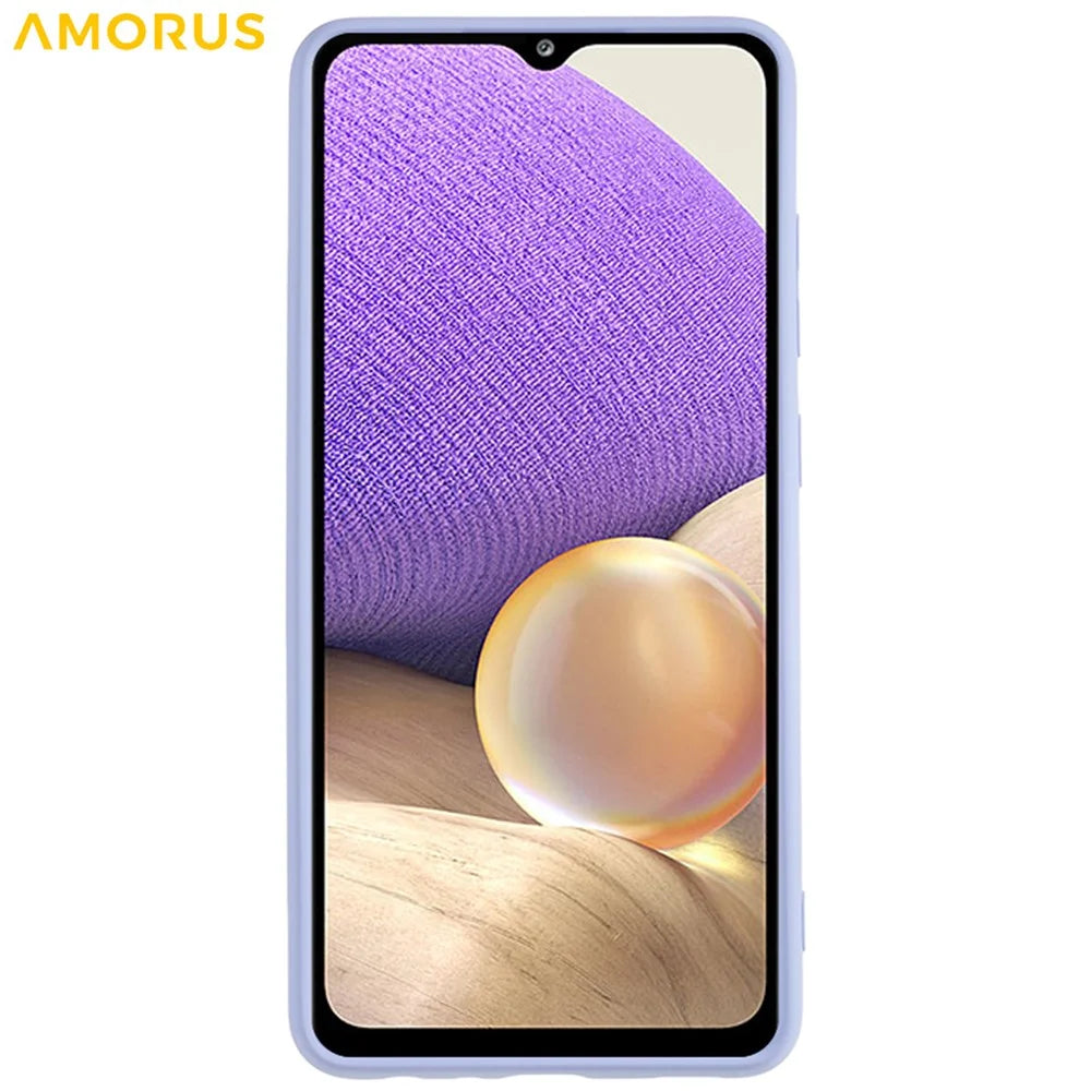 AMORUS For Samsung Galaxy A32 5G / M32 5G Case Precise Cutouts TPU Fiber Lining Shockproof Phone Cover - Light Purple - 2