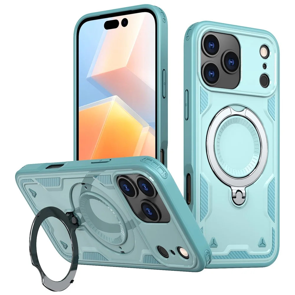 For iPhone 17 Pro Case Compatible with MagSafe Military Protection PC + TPU Kickstand Phone Cover - Baby Blue - 1