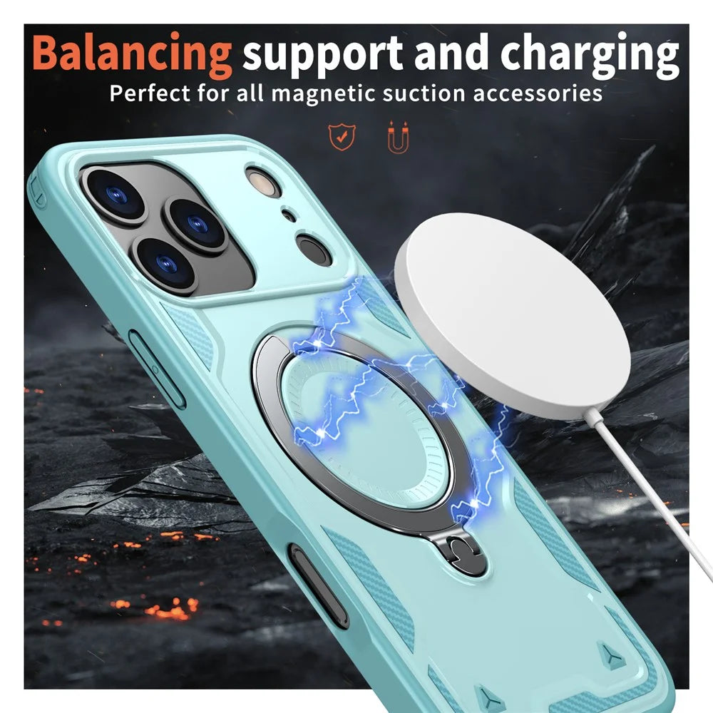 For iPhone 17 Pro Max Case Compatible with MagSafe Military Protection PC + TPU Kickstand Phone Cover - Baby Blue - 2
