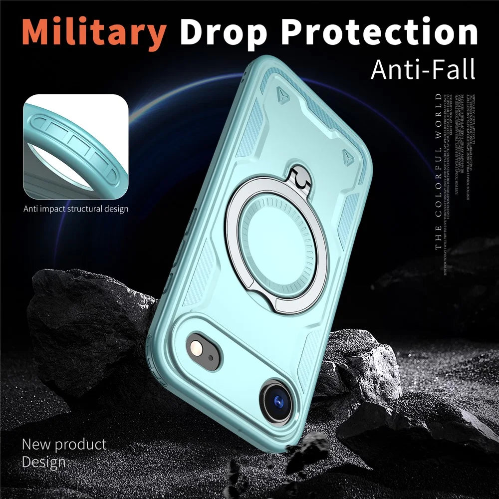 For iPhone Air Case Compatible with MagSafe Military Protection PC + TPU Kickstand Phone Cover - Baby Blue - 3