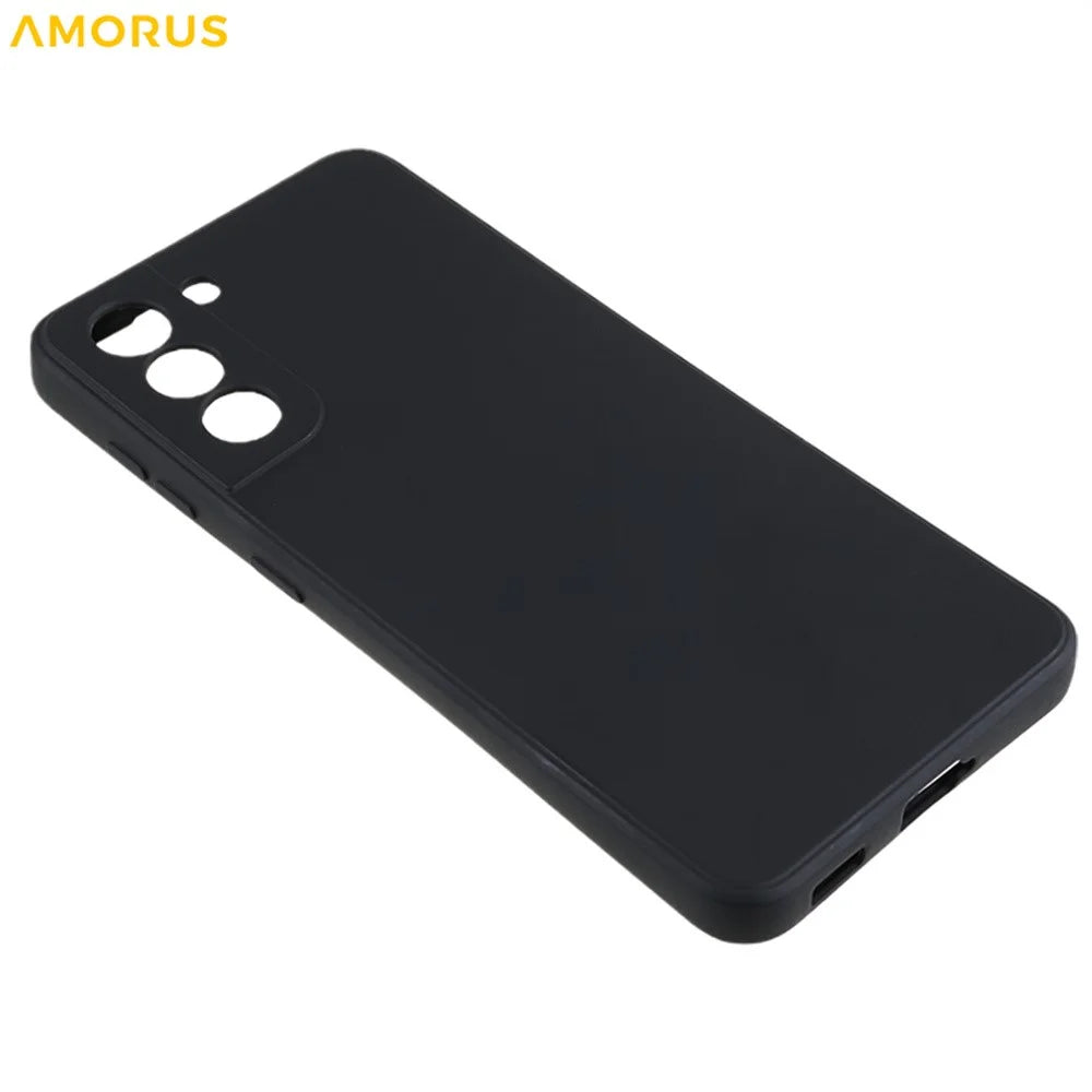 AMORUS For Samsung Galaxy S21+ 5G Case Precise Cutouts TPU Fiber Lining Shockproof Phone Cover - Black - 4