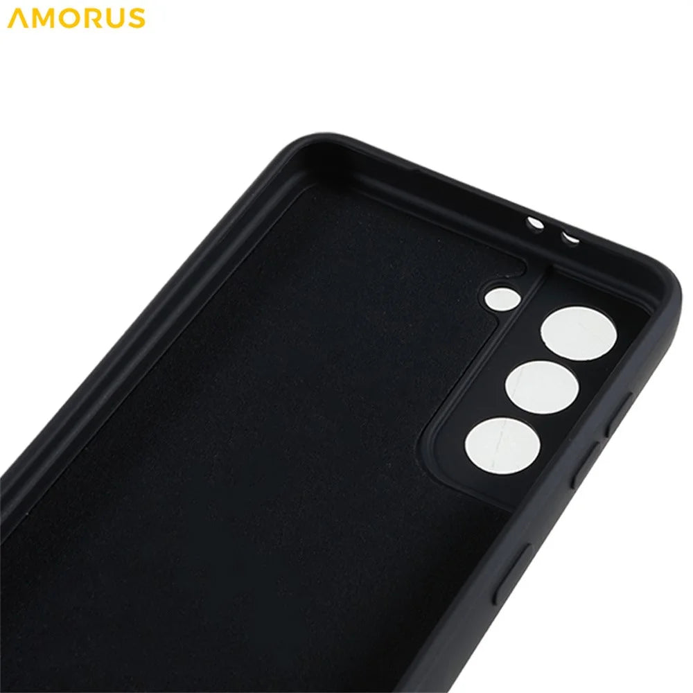 AMORUS For Samsung Galaxy S21+ 5G Case Precise Cutouts TPU Fiber Lining Shockproof Phone Cover - Black - 7