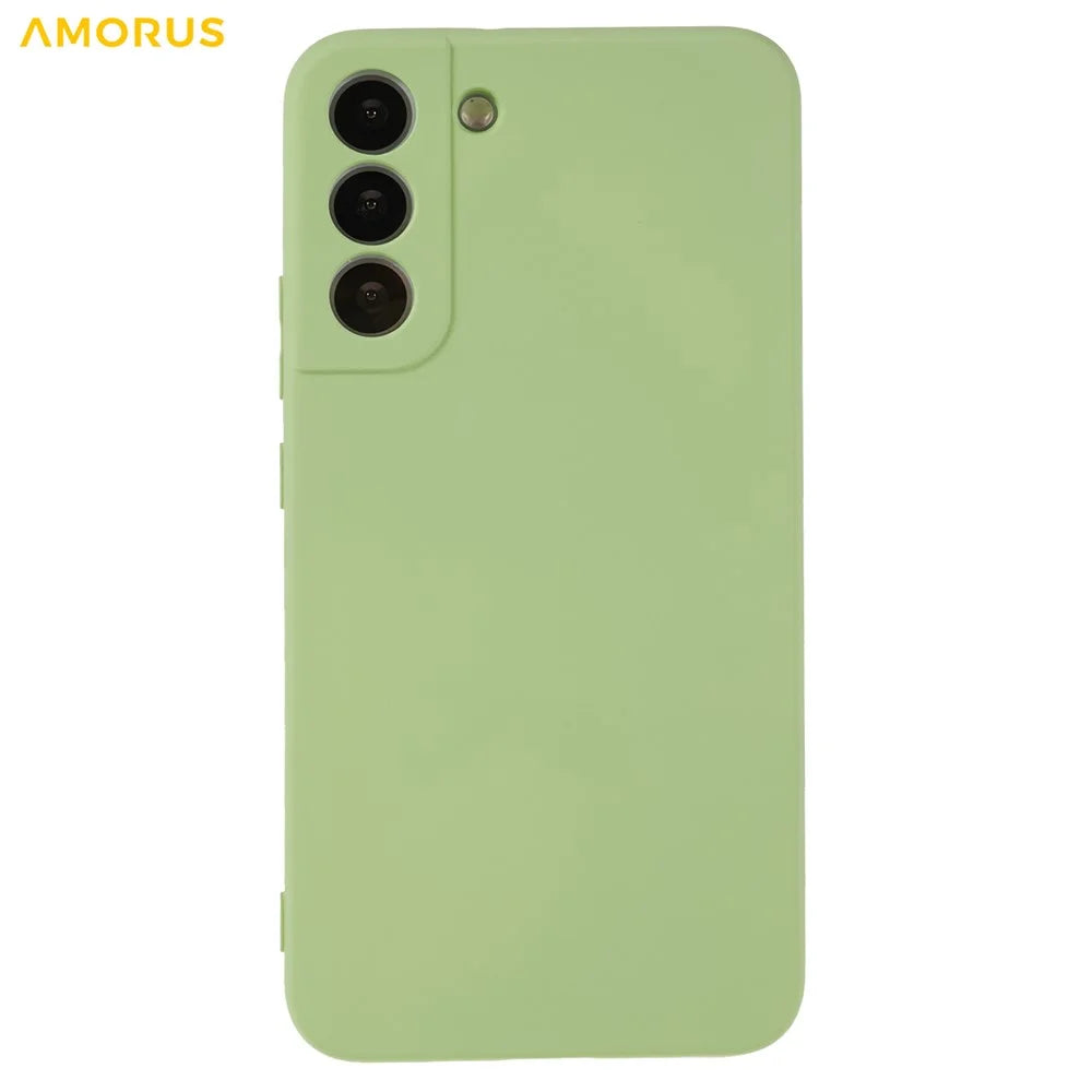 AMORUS For Samsung Galaxy S22 5G Case Precise Cutouts TPU Fiber Lining Shockproof Phone Cover - Matcha Green - 3