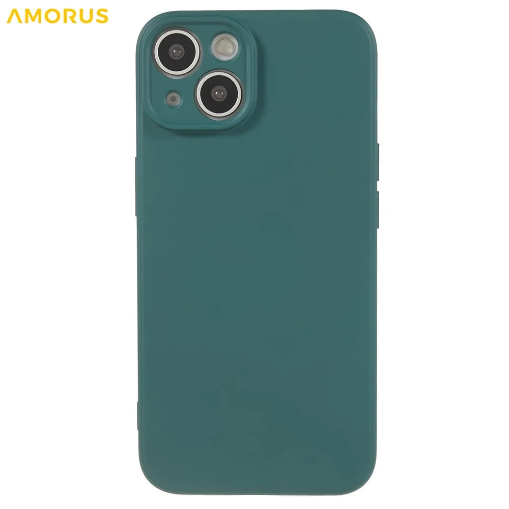 AMORUS For iPhone 14 Plus Case Precise Cutouts TPU Fiber Lining Shockproof Phone Cover - Army Green - 2