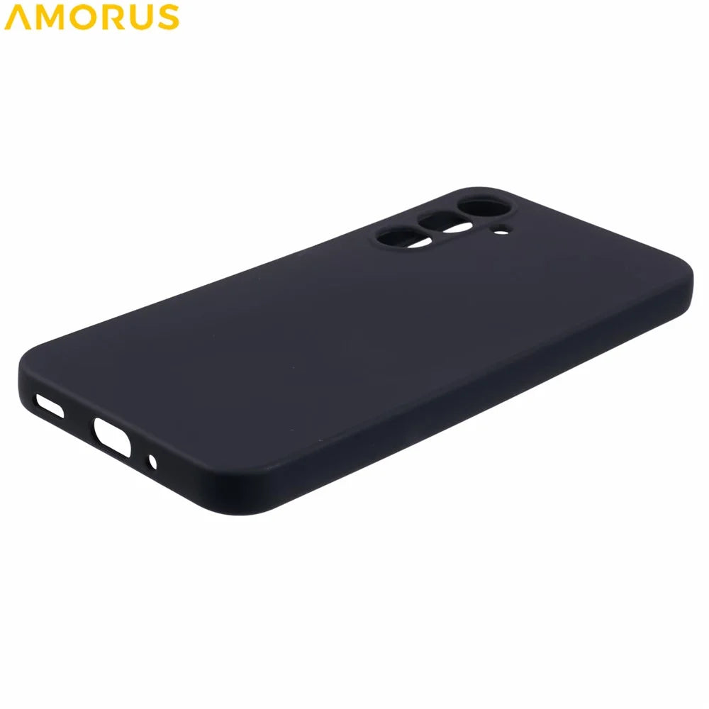 AMORUS For Samsung Galaxy A16 5G  /  4G Case Precise Cutouts TPU Fiber Lining Shockproof Phone Cover - Black - 5