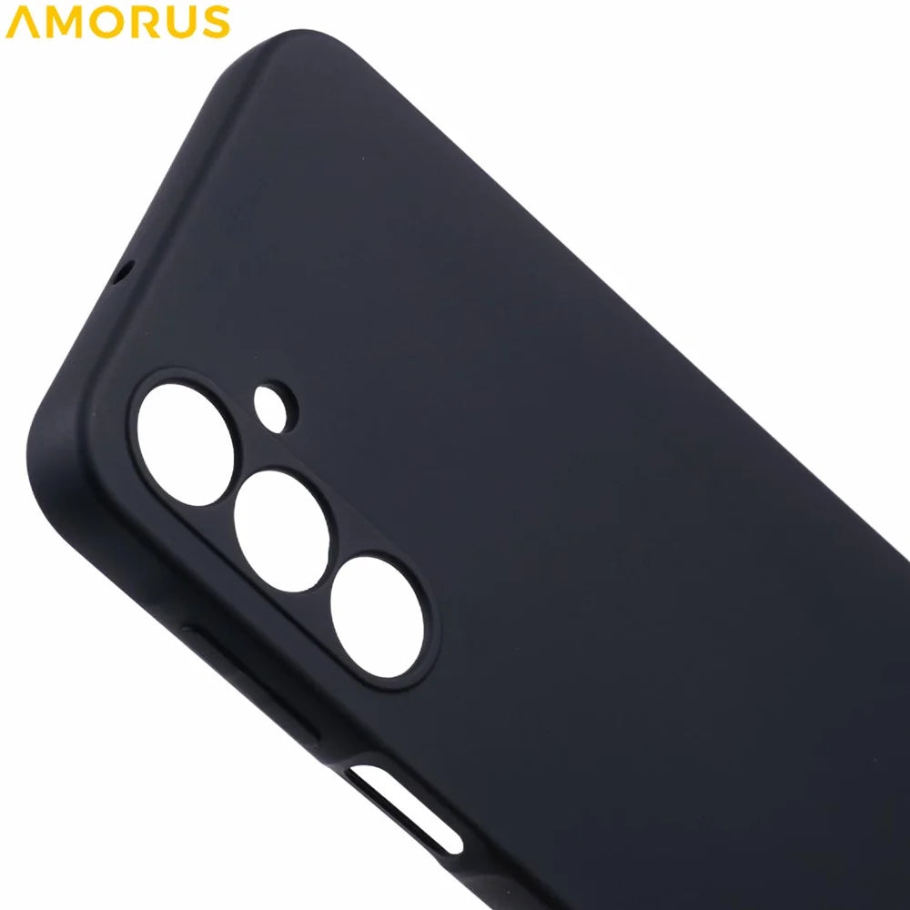 AMORUS For Samsung Galaxy A16 5G  /  4G Case Precise Cutouts TPU Fiber Lining Shockproof Phone Cover - Black - 6