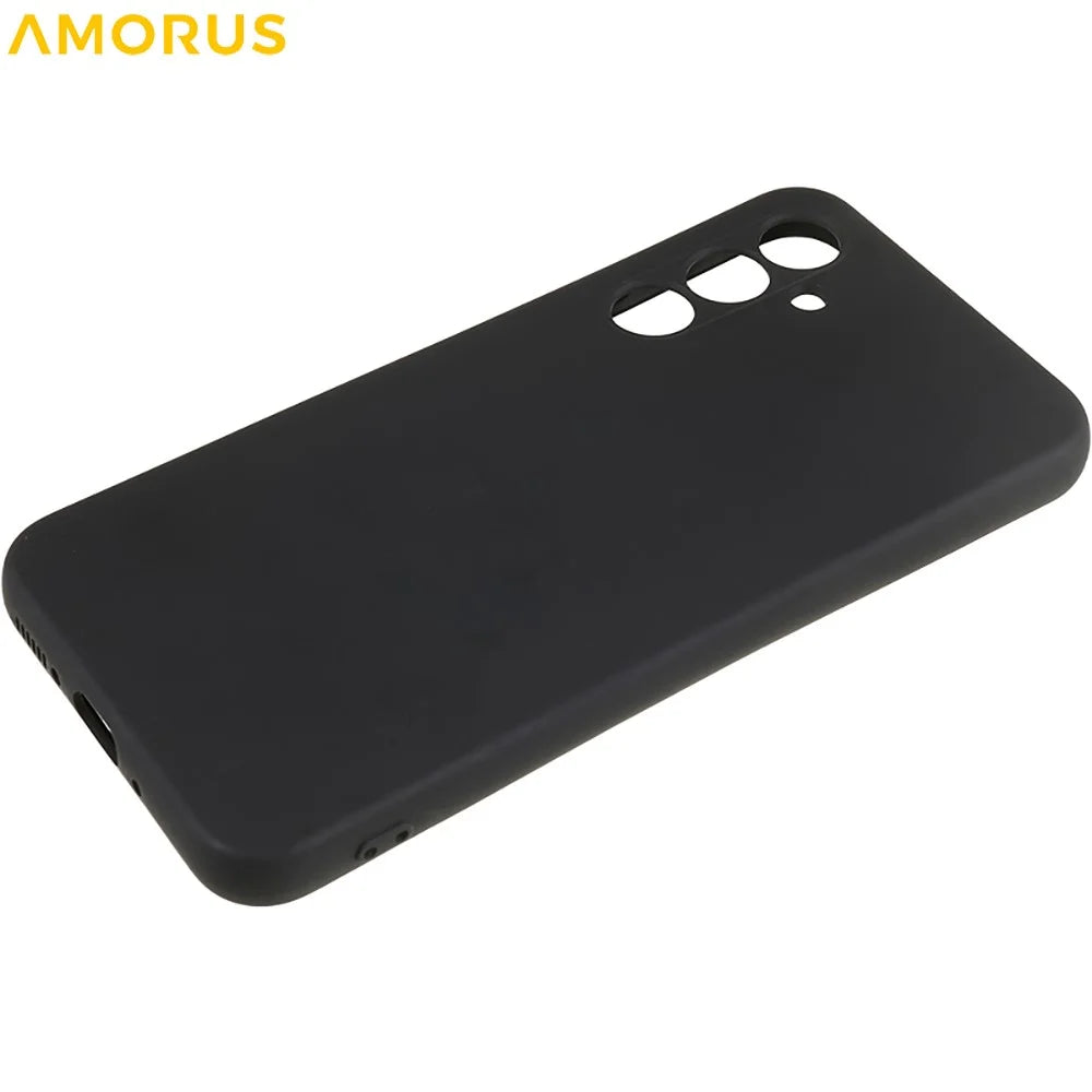 AMORUS For Samsung Galaxy S25 FE Case Precise Cutouts TPU Fiber Lining Shockproof Phone Cover - Black - 5