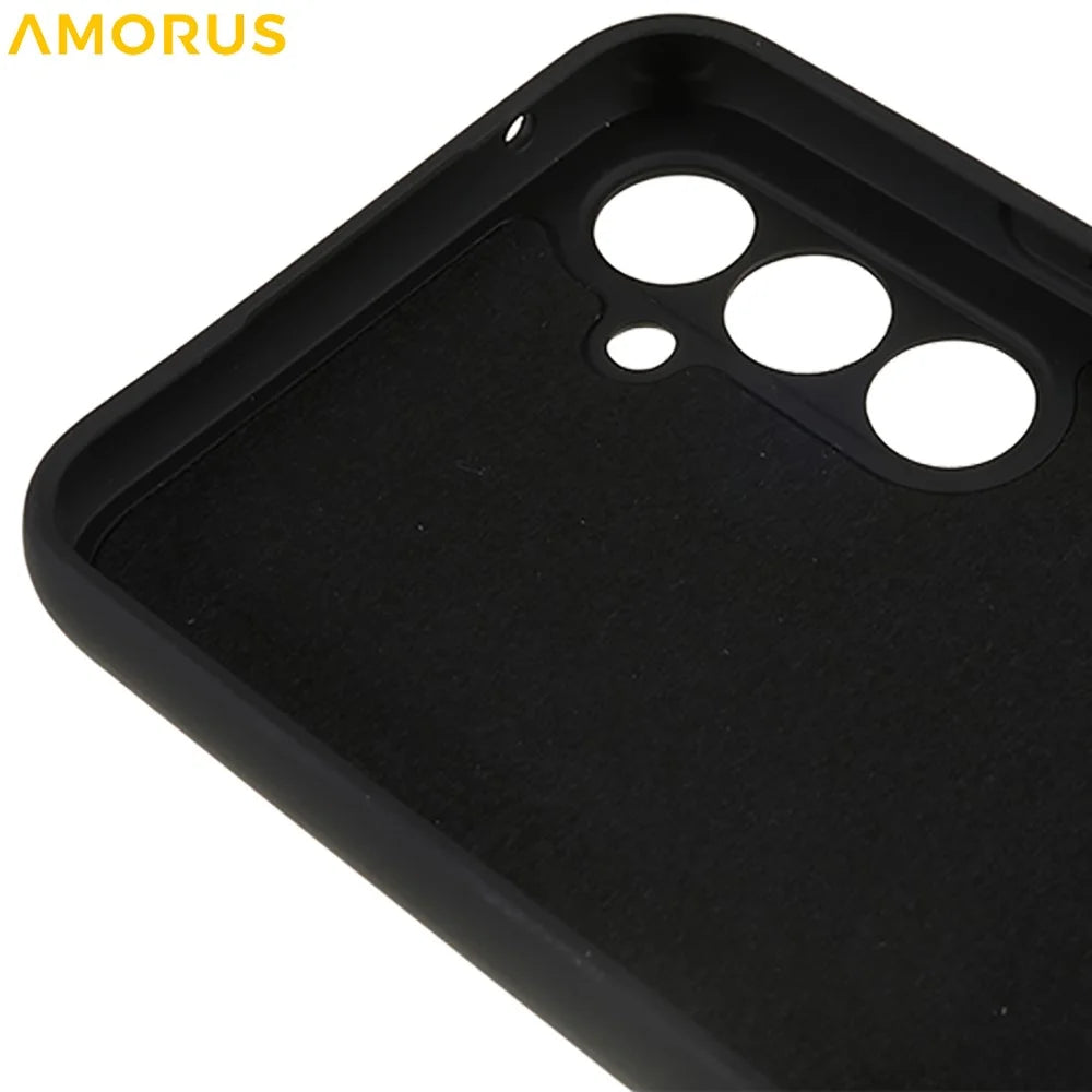 AMORUS For Samsung Galaxy S25 FE Case Precise Cutouts TPU Fiber Lining Shockproof Phone Cover - Black - 7