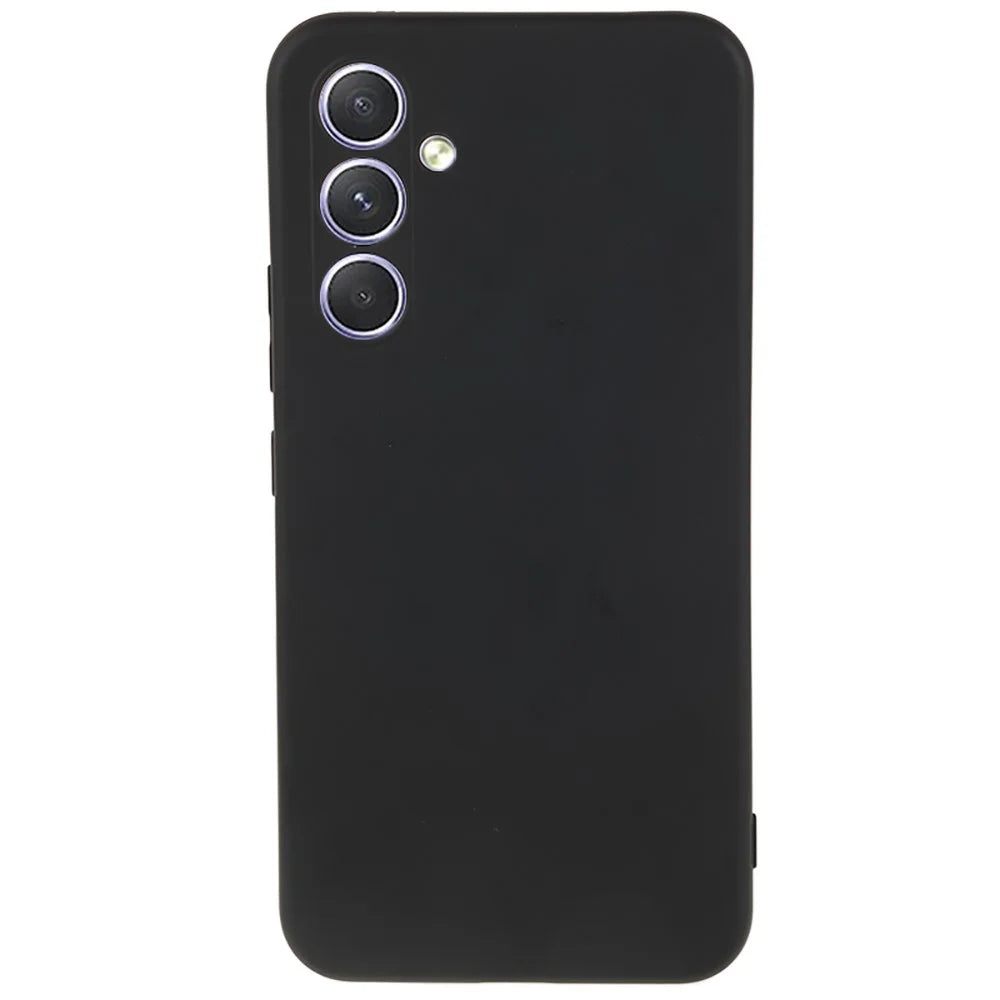 AMORUS For Samsung Galaxy S24 FE Case Precise Cutouts TPU Fiber Lining Shockproof Phone Cover - Black - 1