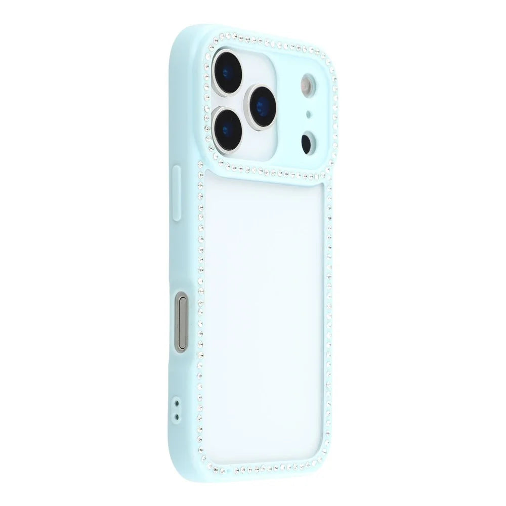 For iPhone 18 Pro / 17 Pro Case Sparkling Rhinestone Decor TPU + PC Clear Phone Back Cover - Blue - 1